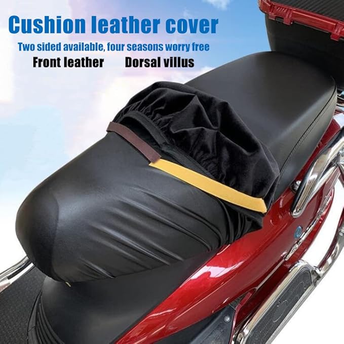 Motorcycle Seat Cover, Breathable Anti-Slip PU Leather Motorcycle Seat Cushion Cover Waterproof Seat Protector Cover