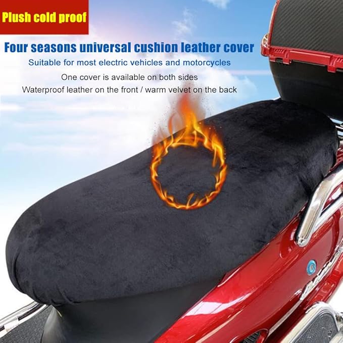 Motorcycle Seat Cover, Breathable Anti-Slip PU Leather Motorcycle Seat Cushion Cover Waterproof Seat Protector Cover