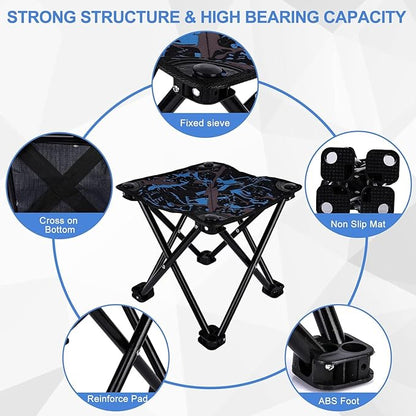 Folding Outdoor Portable Stool, Lightweight Chair Heavy Duty Camping Fishing Hiking Picnic Garden BBQ Chair Easy to Carry