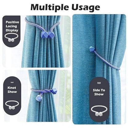 Magnetic Curtain Tiebacks || 1 Pieces Magnetic Curtain Clips Rope Curtain Holder Buckle Small Bead Curtain Buckle Clips Rope